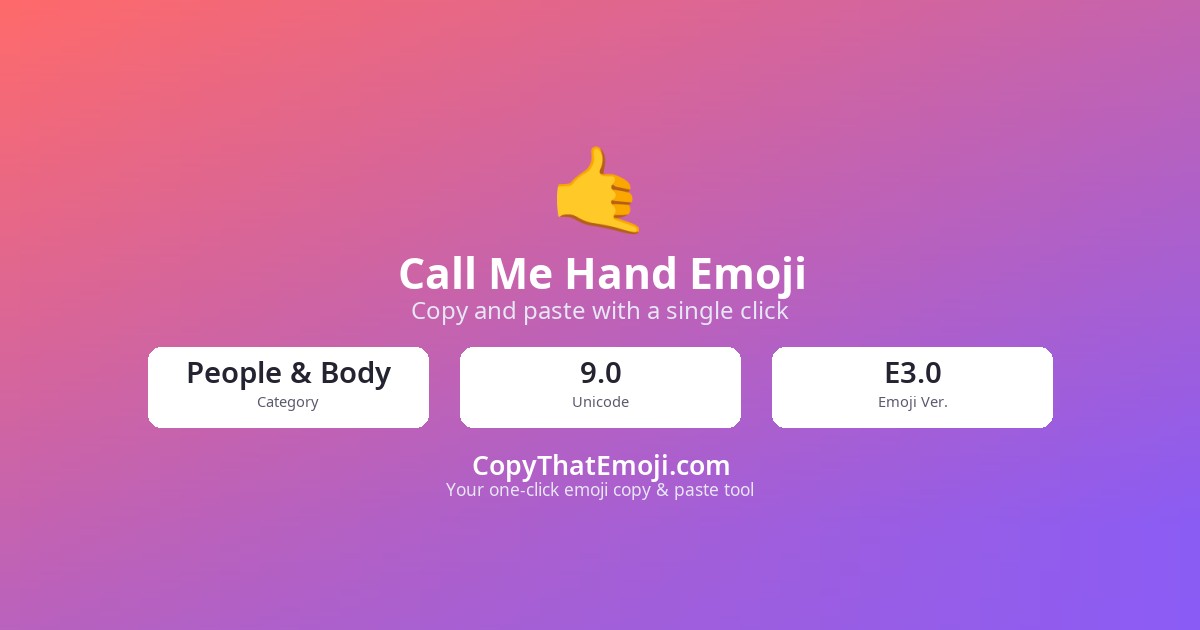 🤙 Call Me Hand Emoji (U+1F919) — Meaning & Copy