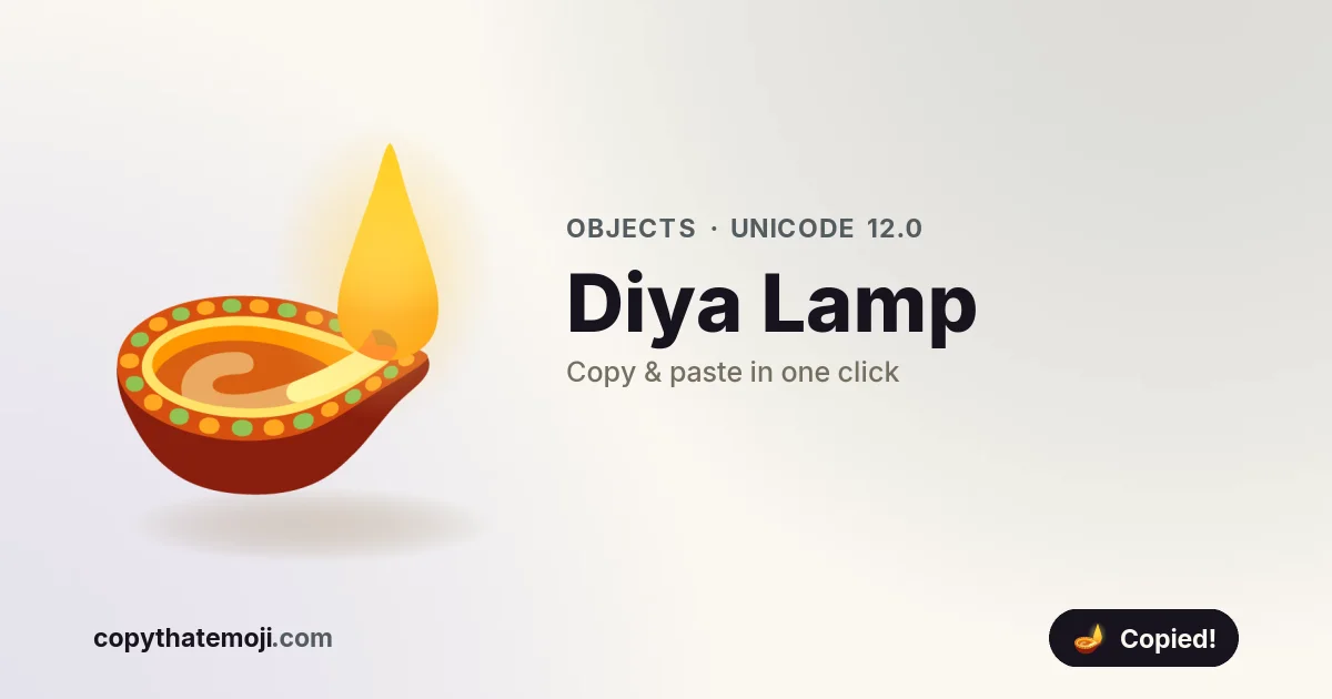 🪔 Diya Lamp Emoji (U+1FA94) — Meaning & Copy