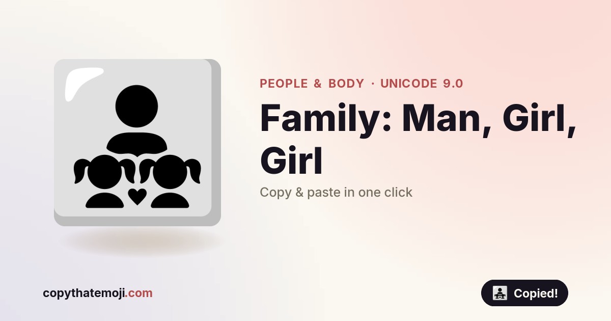 π¨βπ§βπ§ Family: Man, Girl, Girl Emoji (U+1F468) β Meaning & Copy