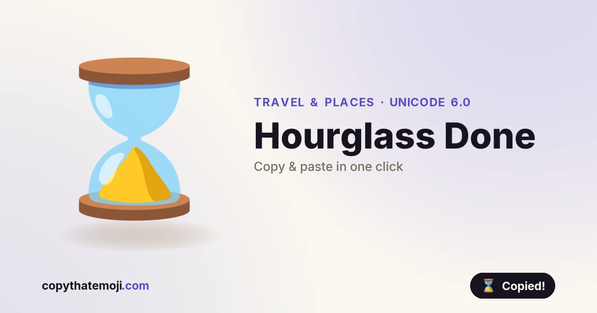⌛ Hourglass Done Emoji (U+231B) — Meaning & Copy