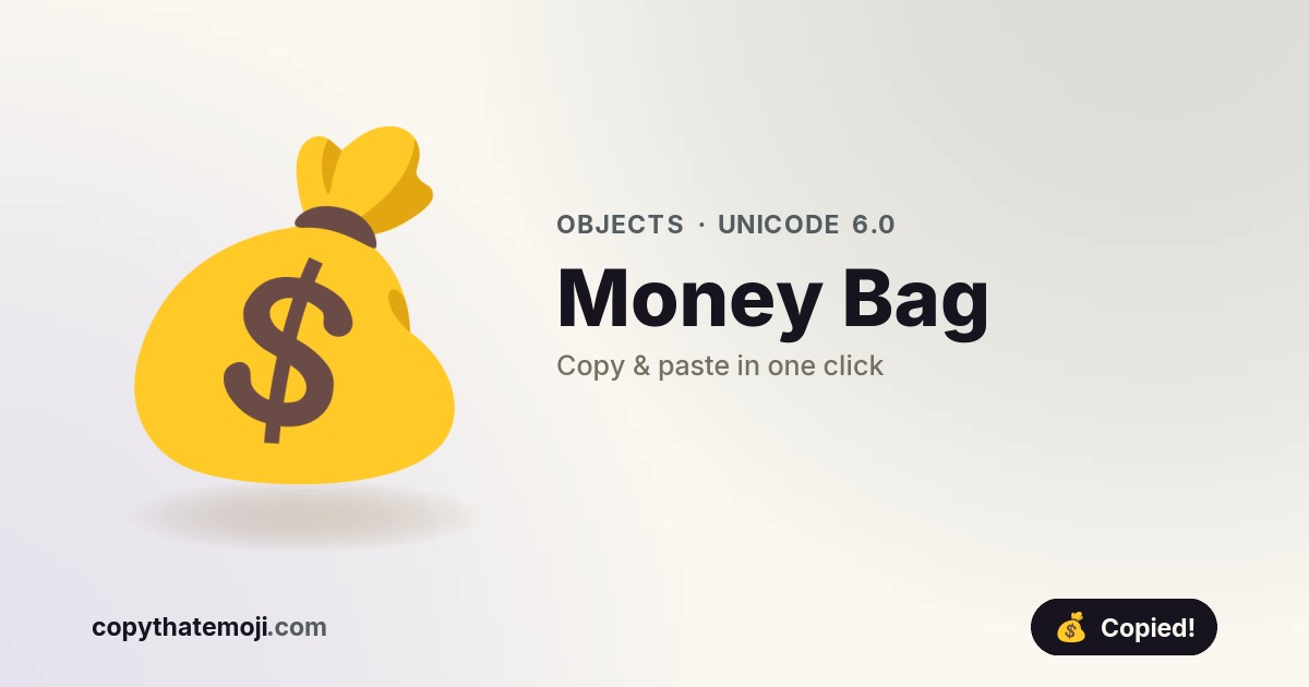 π° Money Bag Emoji (U+1F4B0) β Meaning & Copy