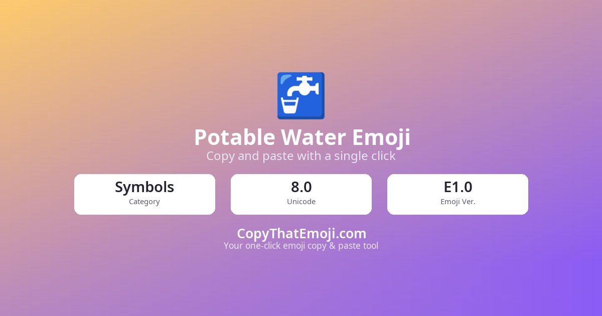 🚰 Potable Water Emoji (U+1F6B0) — Meaning & Copy
