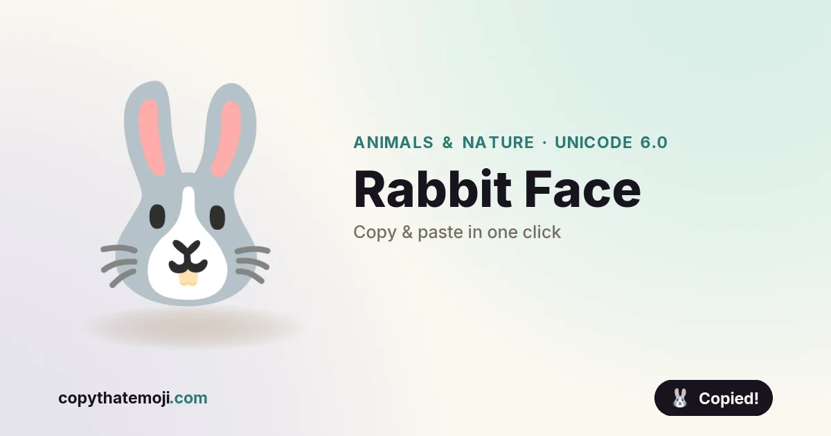 🐰 Rabbit Face Emoji (U+1F430) — Meaning & Copy