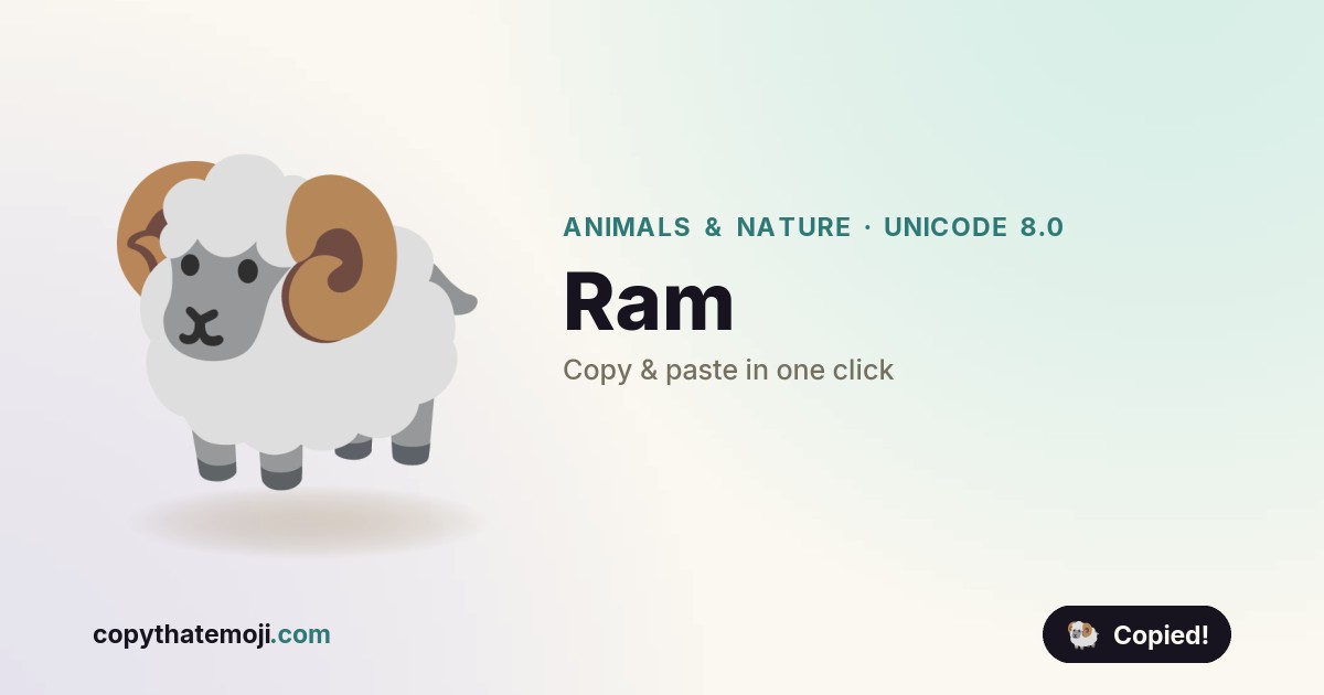 ๐ Ram Emoji (U+1F40F) โ Meaning & Copy