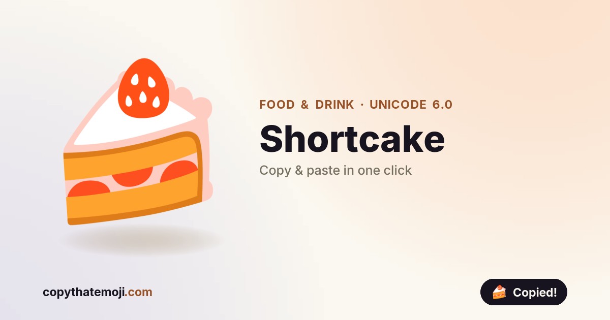 ๐ฐ Shortcake Emoji (U+1F370) โ Meaning & Copy