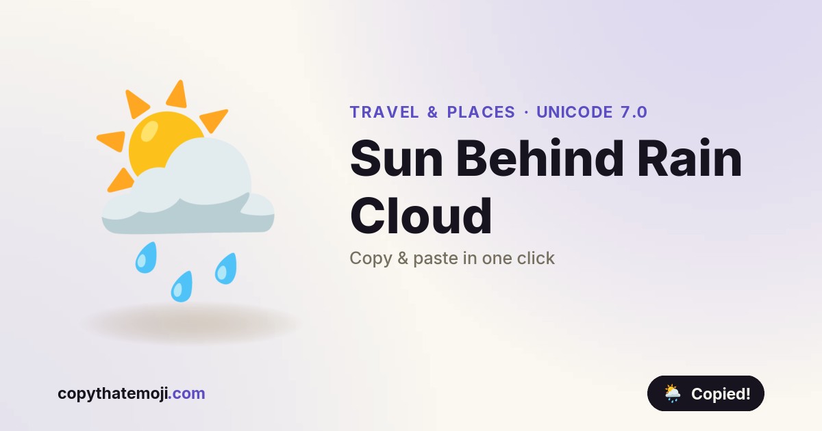 π¦οΈ Sun Behind Rain Cloud Emoji (U+1F326) β Meaning & Copy