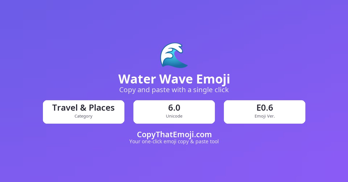 🌊 Water Wave Emoji (U+1F30A) — Meaning & Copy